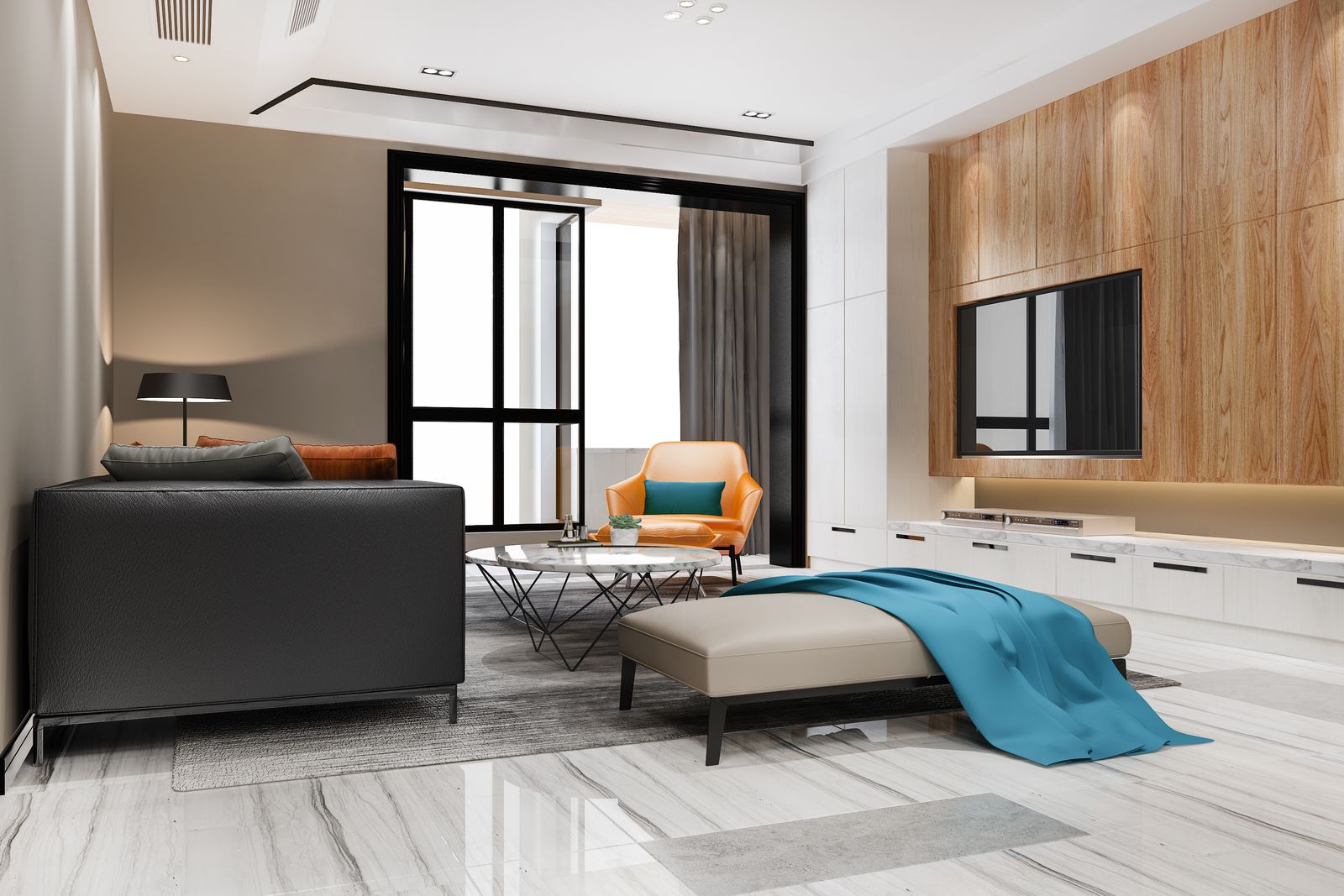 Modern apartment living room interior design in Hyderabad